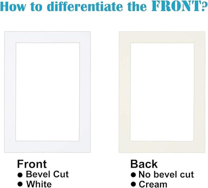 Egofine 11x14 White Picture Mats Pack of 11, Frame Mattes for 8x10 Pictures, Acid Free, 1.2mm Thickness, with Core Bevel Cut