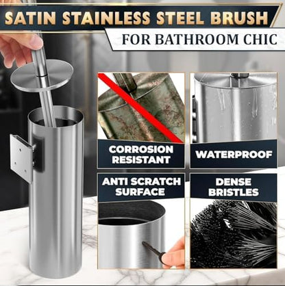 Silver Toilet Brush and Holder Set, Stainless Steel - Image 3