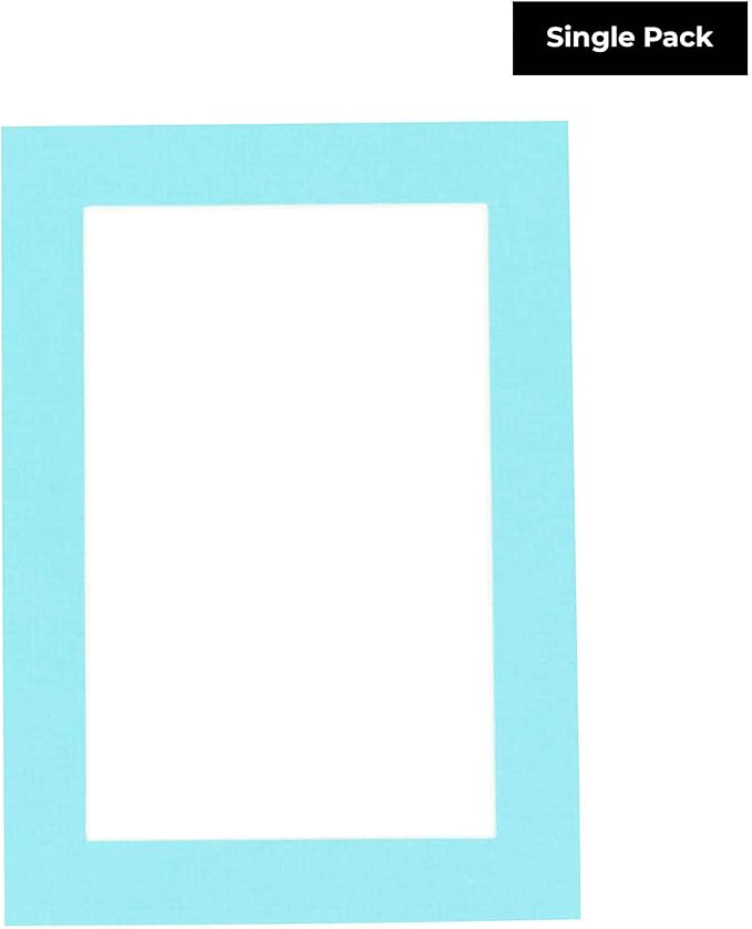 8.5x11 Mat Bevel Cut for 7x9 Photos - Acid Free Aquamarine Blue Precut Matboard - For Pictures, Photos, Framing - 4-ply Thickness
