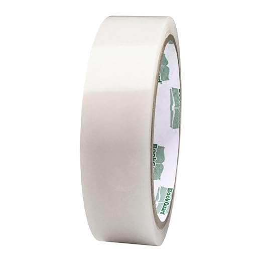 BookGuard 1.5 Inch Transparent Bookbinding Tape, Ideal for Book Repair and Library Supplies, Stretchable and Clear - 15 Yards Librarian Tape Clear