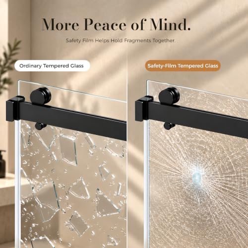Frameless Stainless Steel Sliding Shower Door, 56-60" W x 76" H - Image 3