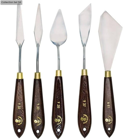 Creative Mark Stainless Steel Palette Knife Painting Tools - Paint Palette with Wooden Handle - Variety of Shapes and Sizes - Collection 5B, Set