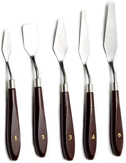 Artist Painting Knives Set - 5 Pieces Painting Knives Stainless Steel Spatula Palette Knife Oil Painting Accessories Color Mixing Set for Oil, Canvas, Acrylic