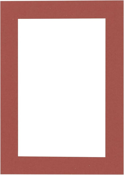 8x10 Mat Bevel Cut for 5x8 Photos - Acid Free Brick Red Precut Matboard - For Pictures, Photos, Framing - 4-ply Thickness