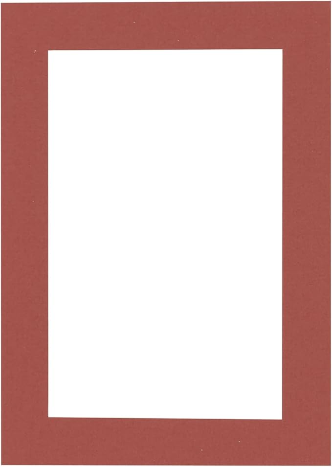 8x10 Mat Bevel Cut for 5.5x8.5 Photos - Acid Free Brick Red Precut Matboard With Backing Board and Crystal Clear, Self Seal Photo Mat Bag - For Pictures, Photos, Framing - 4-ply Thickness