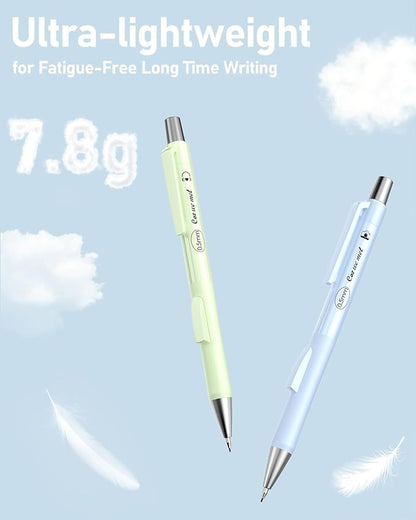 Four Candies Cute Mechanical Pencil Set with Case, 4PCS 0.5mm Pastel Fast Click Aesthetic Mechanical Pencils with 480PCS HB Lead Refills, 2 Erasers, 12 Eraser Refills School Supplies for Girls Writing
