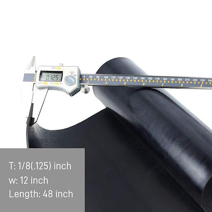 DOBTIM Neoprene Rubber Sheet Rolls 1/8 (.125)" Thick X 12" Wide X 48'' Long, Solid Rubber Strips Use for Gaskets DIY Material, Supports, Leveling, Sealing, Protection, Abrasion, Flooring, Black