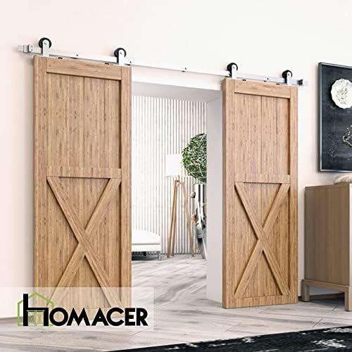 Homacer Brushed Nickel Non-Bypass Sliding Barn Door Hardware Kit, - Image 2