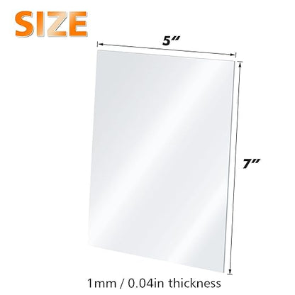 Egofine Plexiglass Sheets Acrylic Sheets 20 Pack of 5x7’’ 0.04 Thick Clear Plastic Cast Transparent Plexi Glass for Crafting Projects, Replacement Picture Frame Glass, DIY Display, Easy to Cut