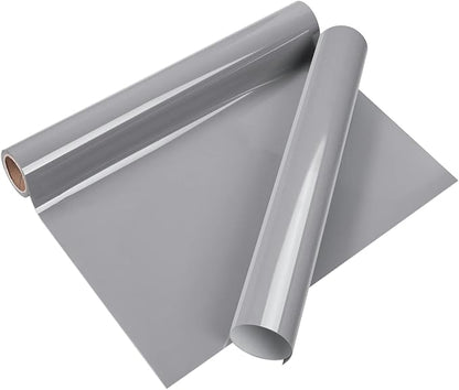 VINYL FROG Heat Transfer Vinyl Roll HTV Vinyl - 12" x5ft Grey Iron on Vinyl for T-Shirts, Heat Press Vinyl for DIY Craft Designs (Grey)