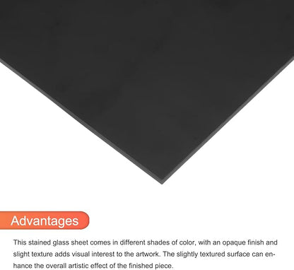 MECCANIXITY 2 Pcs Stained Glass Sheet Mosaic Tile 7.9 Inch x 5.9 Inch Black Stained Glass Sheets for Crafts DIY Art Project