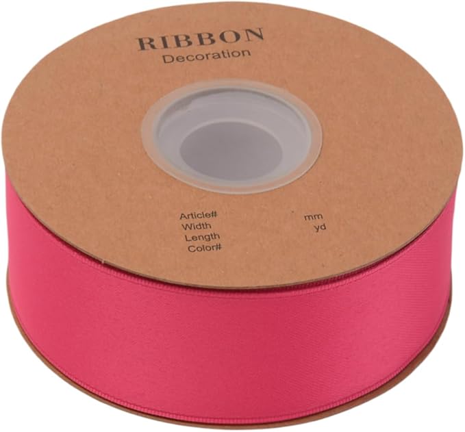 Double Side Satin Ribbon, Continuous 20 Yards,Use for Craft Bows Bouquet, Gift Wrapping, Wedding Decoration, Floral Arrangement (Dark Rose Red, 1-1/2 inch)