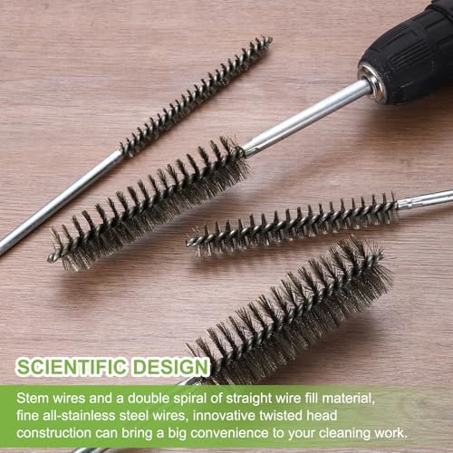 HARFINGTON 4pcs Wire Bore Brush Set 6 Inch Length 5/32 Inch Shank Stainless - Image 5