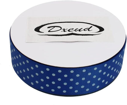Polka Dot Grosgrain Ribbon 25 Yard Each Roll 100% Polyester (1", Royal Blue)