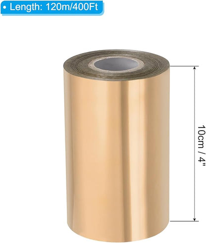 PATIKIL 4"x400Ft Hot Stamping Foil Paper, Heat Transfer Hot Stamping Paper Foil Roll for Leather DIY Logo Decor Craft Gift Package Scrapbook Card, Yellow