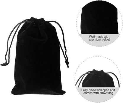 HRX Package 20pcs Velvet Drawstring Bags, 5x7 inches Velvet Pouches for Jewelry Gift Packaging (Black)