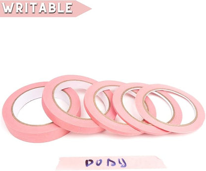 5 Rolls Pinstripe Tape - Masking Tape 1/16", 1/8", 1/4", 1/2", 3/4" - Thin Painters Masking Automotive Tape for DIY, Car, Auto, Paint, Art, Tumblers (Pink)