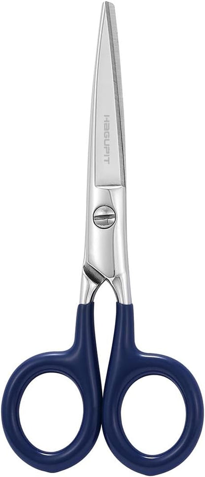 Small Sharp Embroidery Scissors - 5" Precision Tiny Stainless Steel Detail Needlework Shears for Sewing Trimming Fabric Thread Yarn, Comfort Blue Grip Stitchwork Scissors