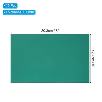 PATIKIL 5x8 Inch Anodized Aluminum Sheet Metal, 15Pcs Laser Plates Engraving Blanks 0.5MM Thin Rectangle for Crafting DIY House Laser Engraving, Green