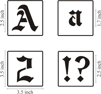 2.5 Inch Alphabet Letter Stencils for Painting - 70 Pack Old English Letter Stencil Templates with Numbers and Signs for Painting on Wood, Reusable Letter Stencils for Chalkboard Wood Signs & Wall Art