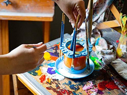 Paint Puck Ultimate Rinse Cup Paint Brush Cleaner (Red, Mug) – Non-Spill Paint Water Cup & Brush Cleaner with Brush Holder, Squeegee Lips & Drip Tray for Acrylic, Watercolor & Art Supplies