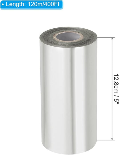 PATIKIL 5"x400Ft Hot Stamping Foil Paper, Heat Transfer Hot Stamping Paper Foil Roll for Leather DIY Logo Decor Craft Gift Package Scrapbook Card, Silver Tone