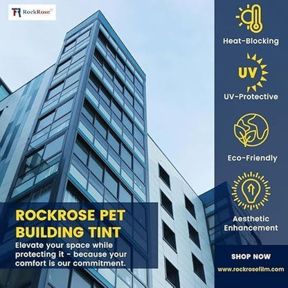Rockrose Professional Window Tint for Home – One Way Privacy Window Film for Home Offices Heat Blocker Reflective Adhesive Mirror Tint with 99% UV Block – Silver 72in x 100FT