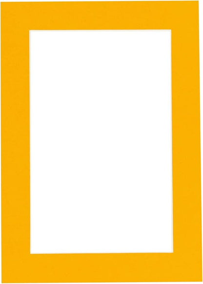 Pack of Ten Acid Free 8x10 Mats Bevel Cut for 6x8 Photos - Golden Orange Precut Matboards With Backing Boards and Self Seal Photo Mat Bags For Pictures, Photos, Framing - 4-ply Thickness