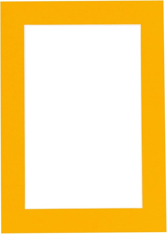 Pack of TEN 8x10 Mats Bevel Cut for 6x8 Photos - Acid Free Golden Orange Precut Matboards For Pictures, Photos, Framing - 4-ply Thickness