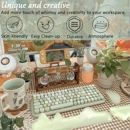 Gel Mountain Keyboard and Mouse Wrist Rest Set Abstract Clear Green Keyboard - Image 6