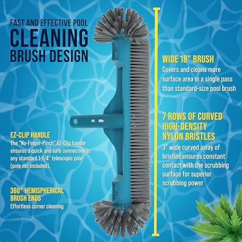 U.S. Pool Supply 18" Pool Brush Head Round Hemispherical Ends Inground Pool - Image 3