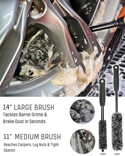 oesee 7PCS Pro-Grade Wheel Cleaning Kit: Long Handle Soft Wheel Brushes - Image 2
