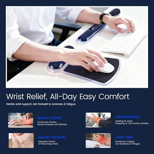 Ospelelf Mouse Pad with Wrist Rest and Ergonomic Gel Keyboard Hand Wrist - Image 2
