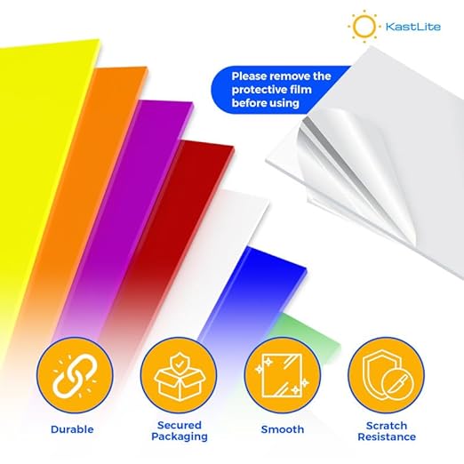 KastLite Colored Acrylic Sheets Nominal 6" x 18" - Plastic Sheet Easy to Cut, Saw, Shape, Laser Cut - Ideal for Arts & Crafts & DIY Projects- Durable, Lightweight, Scratch Resistant - Pink 8 Pack