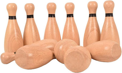 NI-ROU Outdoor Giant Lawn Bowling Games Rubber Wooden Lawn Set Fun Sports Games Outside or Indoor for Family Adults and Kids Backyard Skittles Carrying Bag with 10 Pins and 2 Balls