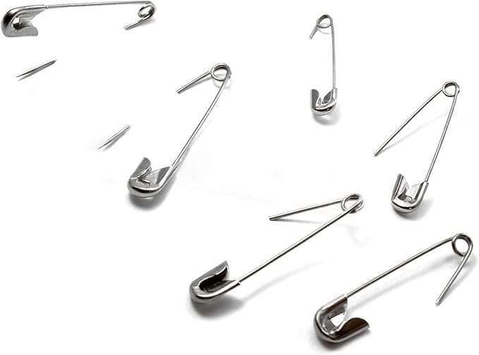 vrupin 100Pcs-3inch Stainless Steel Safety Pins,Safety Pins Bulk Metal Silver Sewing Pins Clothing Clips Tool 75mm Decorative Safety pins