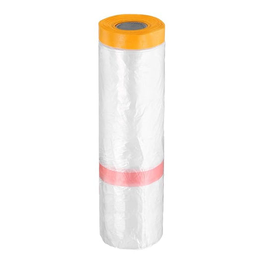 HARFINGTON Pre-Taped Masking Film 78.7" x65.6ft Double Adhesive Tape and Drape Painters Plastic Drop Cloth Film with Tape Plastic Sheeting for Automotive Painting Covering