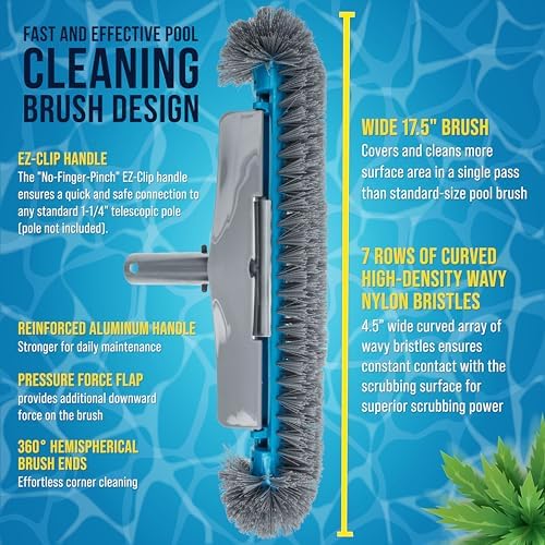 U.S. Pool Supply 17.5" Pool Brush Head Round Hemispherical Ends Inground - Image 3