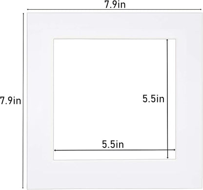 Egofine 8x8 White Picture Mats, Frame Mattes for 6x6 Pictures, Acid Free, 1.2mm Thickness, with Core Bevel Cut - Pack of 14