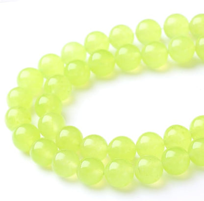 35PCS 10MM Natural Apple Green Chalcedony Beads Round Loose Stone Beads for Jewelry Making DIY Energy Stone Healing Power Bracelet 15"
