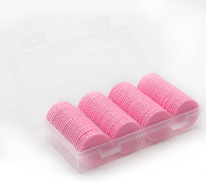 Set of 100 Opaque Plastic Learning Counters Mini Poker Chips Game Tokens with Storage Box (Pink, 1.58 Inch)