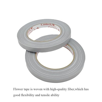 HAHIYO Silver 0.5Inch Wide Floral Tape, Waterproof Florist Tape Flower Wrap Adhesive Waterproof Decorative Tape for Bouquet Stem Wrapping Flower Arranging and Floral Craft, 2Rolls 200Feet/66Yard