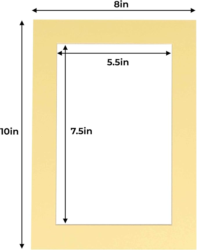 8x10 Mat for 6x8 Photo - Precut Soft Yellow Picture Matboard for Frames Measuring 8 x 10 Inches - Bevel Cut Matte to Display Art Measuring 6 x 8 Inches - Acid Free ONE MAT