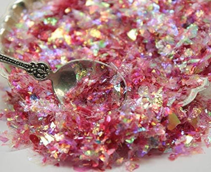 Red-Iridescent Ice Flakes- Iridescent Ice Glitter Flakes for Nail Art - Lightweight Holographic Polyester - 311-4338 - 1/2 oz (14 grams)