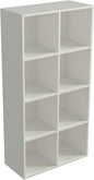 8-Cube Storage Shelf Bookcase - Wooden 4-Tier Floor Standing Open Bookshelf, Modern TV Stand up to 55 Inchs for Home and Office, Warm White
