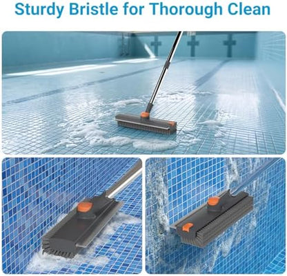 Pool Scrub Brush with 52" Pole, 3 in 1 Pool Cleaning Brush with Squeegee - Image 6