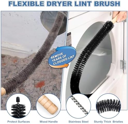 PetOde 2Pcs Dryer Vent Cleaner Kit Universal Vacuum Hose Attachment & Brush - Image 6