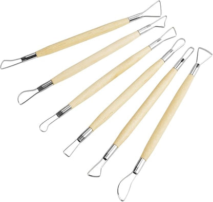6Pcs Clay Sculpting Tools, Small Double Ended Wax Carving Clay Sculpting Loops Rakes Pottery Tools for Embossing, Carving Tools and Supplies
