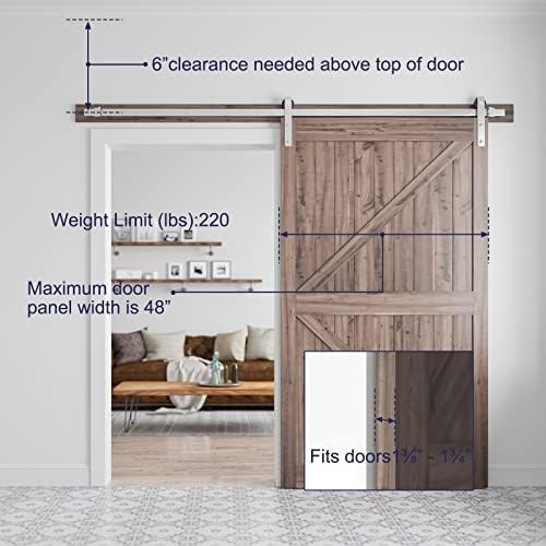 SMARTSTANDARD 8 Feet Brushed Nickel Barn Hardware Kit, Fit 42-48" W Door - Image 6