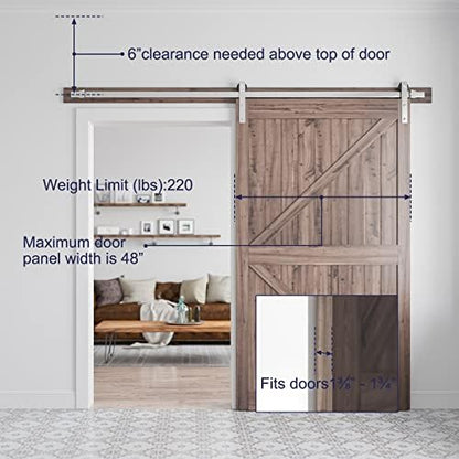 SMARTSTANDARD 8 Feet Brushed Nickel Barn Hardware Kit, Fit 42-48" W Door - Image 6